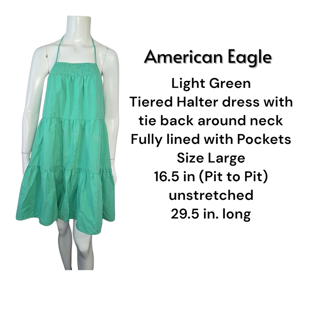 American Eagle Light Green Halter Dress